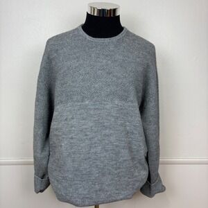 LaCoste Mens Pullover Sweater Vintage Sz 8 Gray Alpaca Wool Acrylic Silver Label